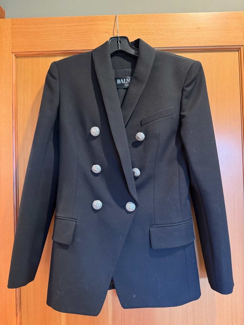 Balmain Black Double-Breasted Military Blazer